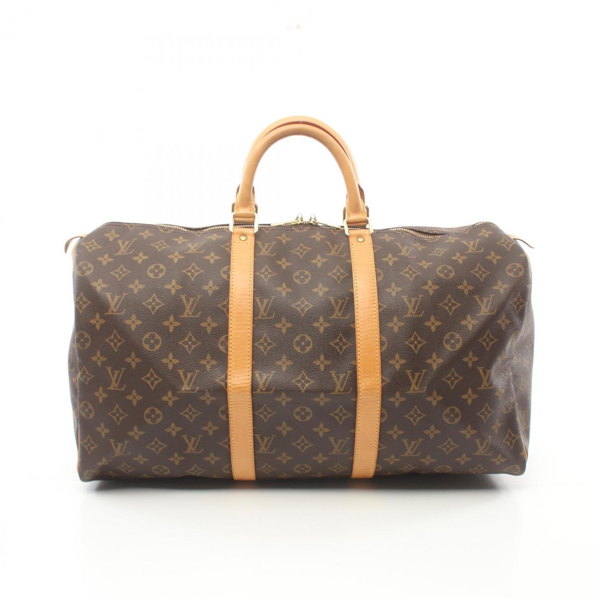 Louis Vuitton Keepall 50 Boston Bag, Coated Canvas, Leather, Monogram, Men's, Women's, Brown, M41426