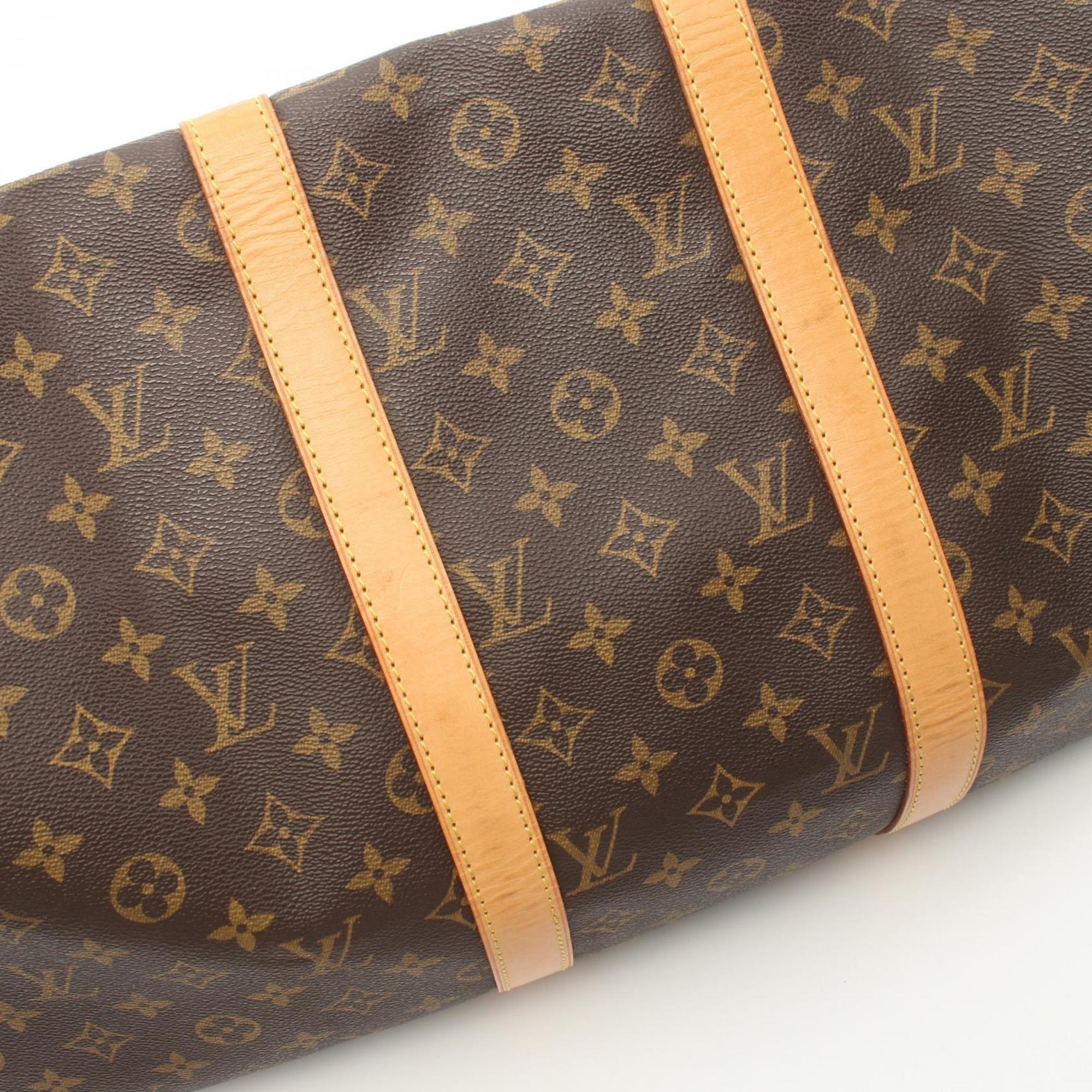 Louis Vuitton Keepall 50 Boston Bag, Coated Canvas, Leather, Monogram, Men's, Women's, Brown, M41426