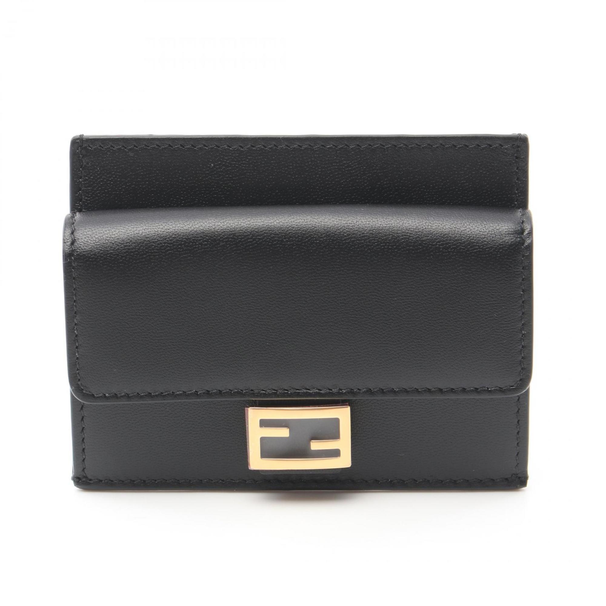 FENDI Baguette Business Card Holder/Card Case Leather Women's Black 8M0423AAJDF0KUR