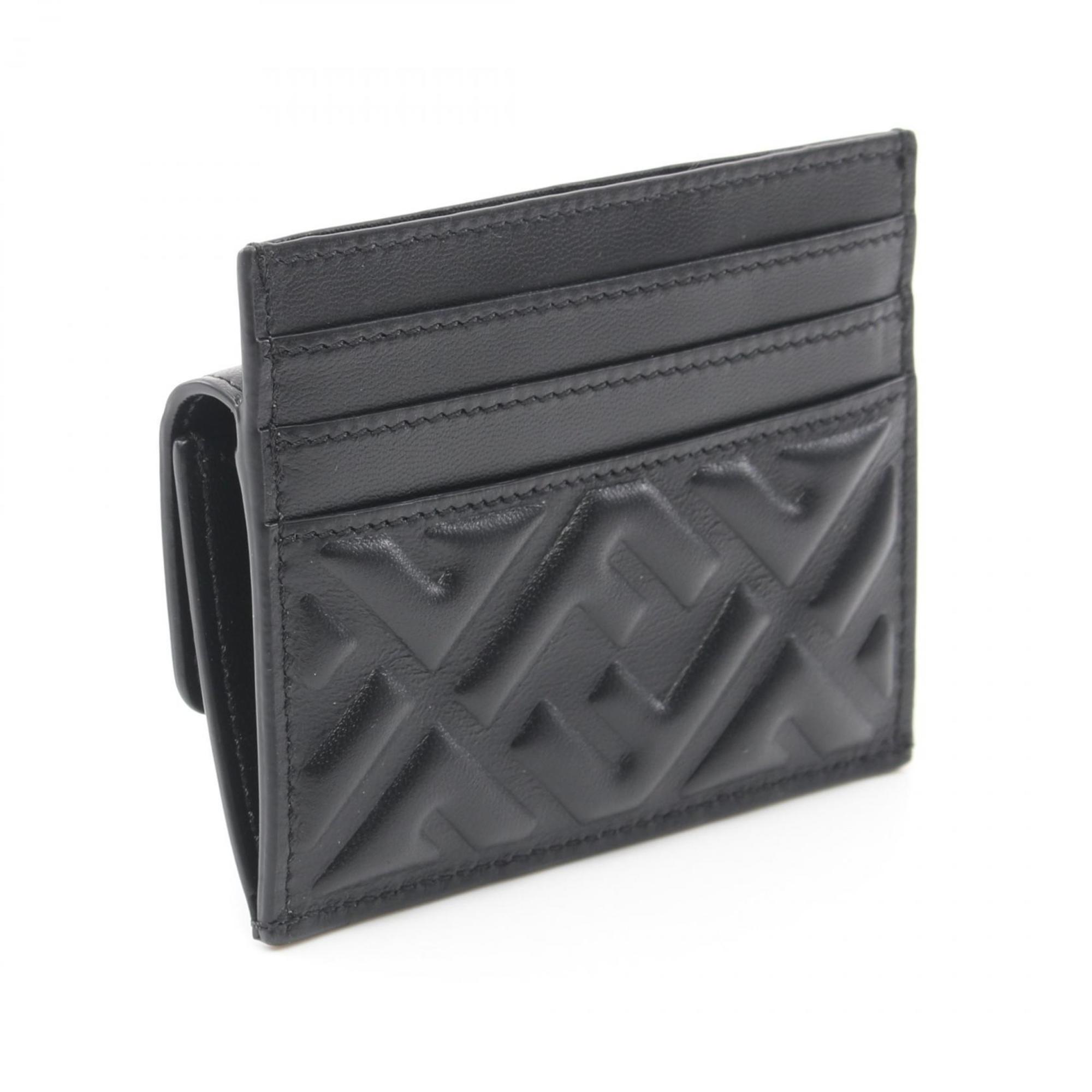 FENDI Baguette Business Card Holder/Card Case Leather Women's Black 8M0423AAJDF0KUR