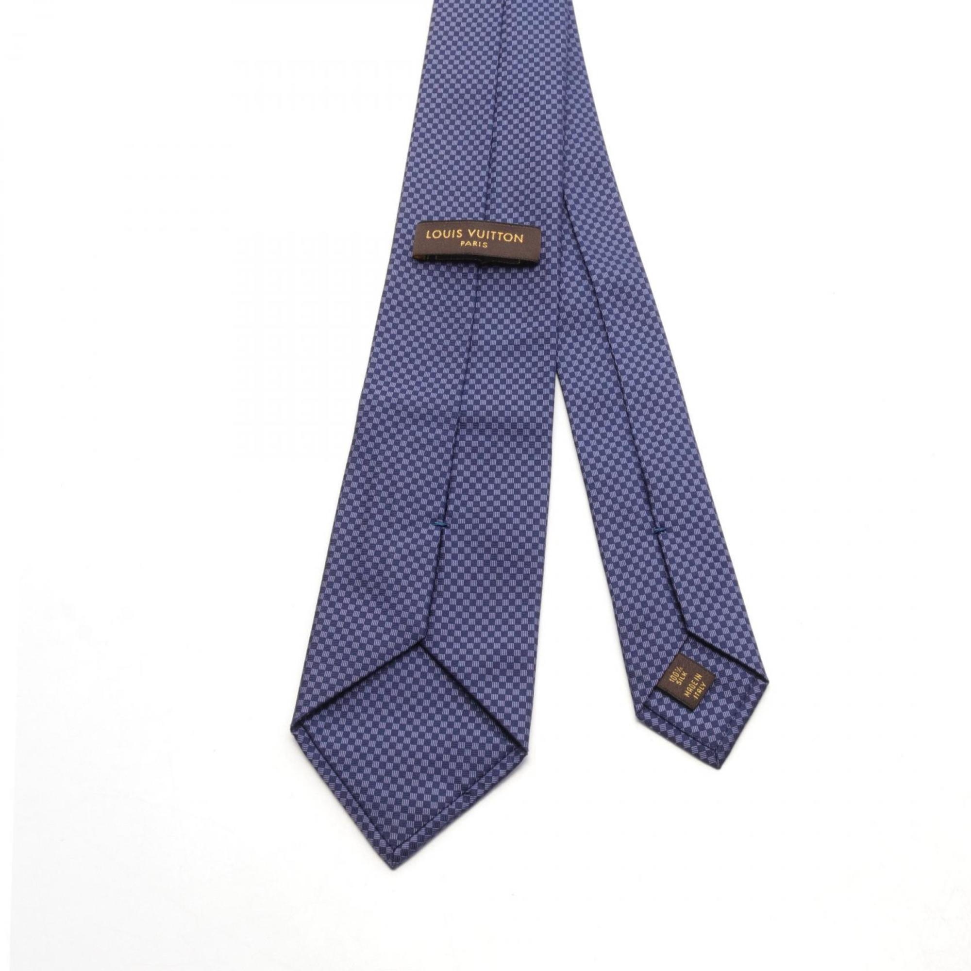 LOUIS VUITTON Cravate Micro Damier Marine Necktie Clothing Silk Men's Blue TT0196