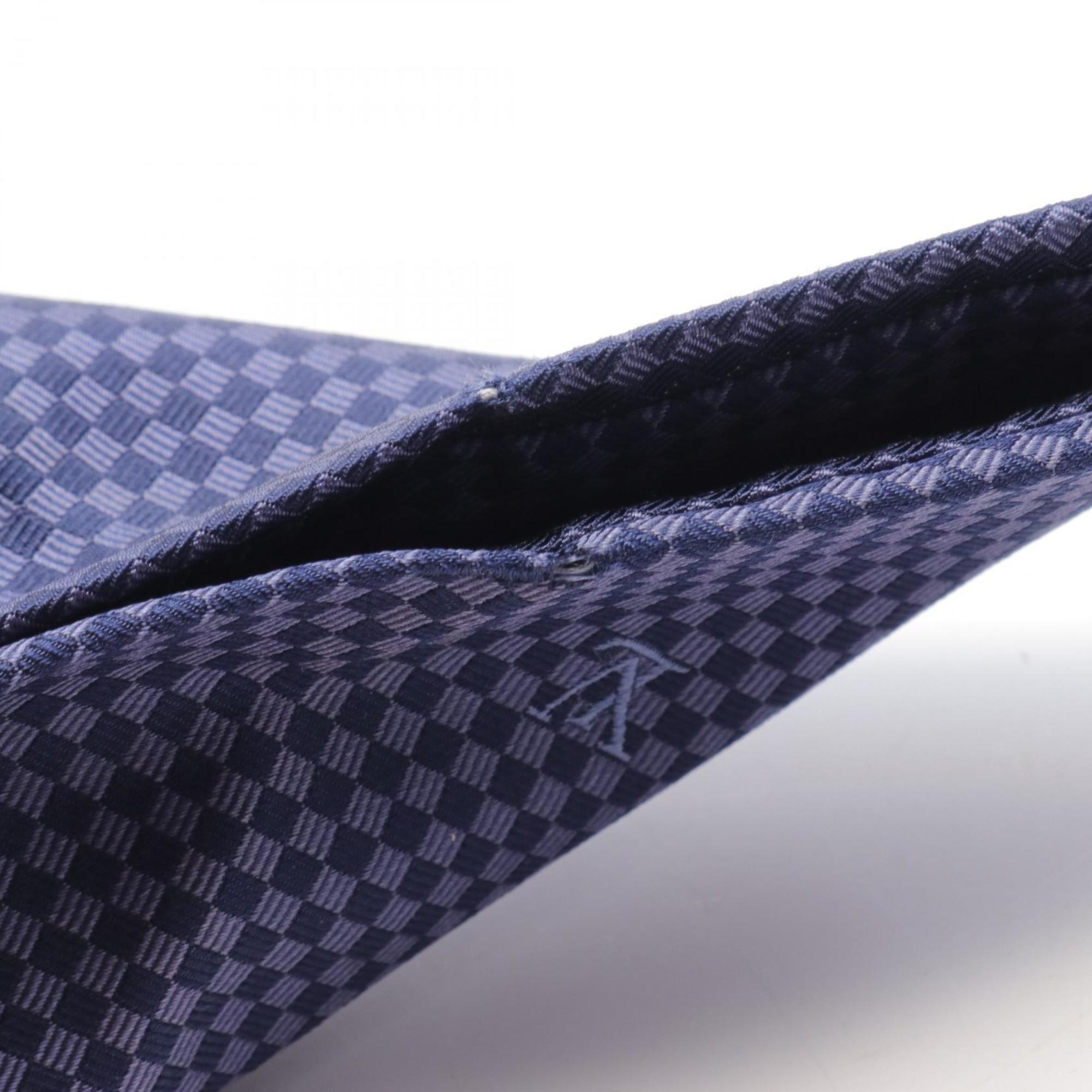 LOUIS VUITTON Cravate Micro Damier Marine Necktie Clothing Silk Men's Blue TT0196