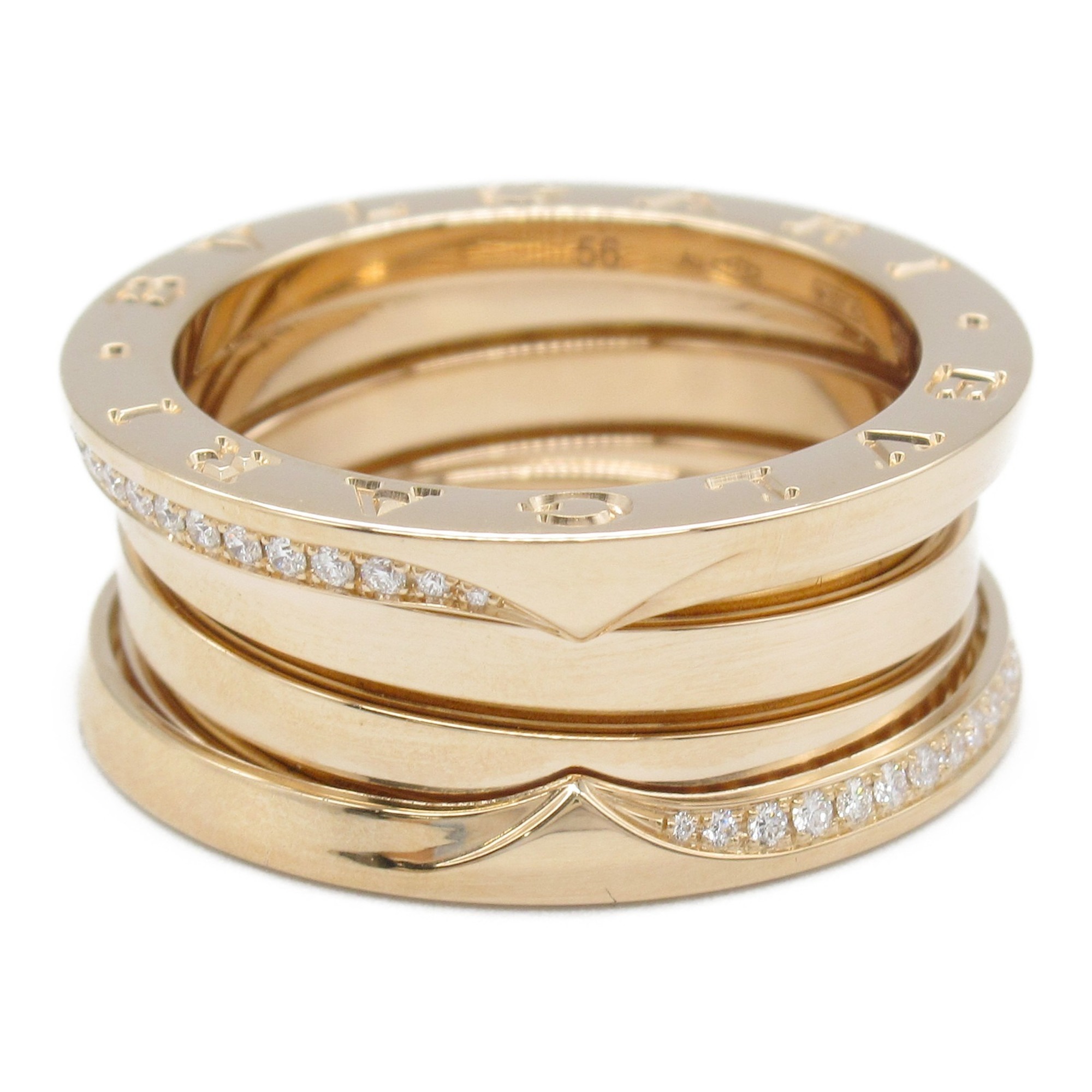 BVLGARI B-zero1 Ring, K18PG (pink gold), diamond, men's, women's, clear