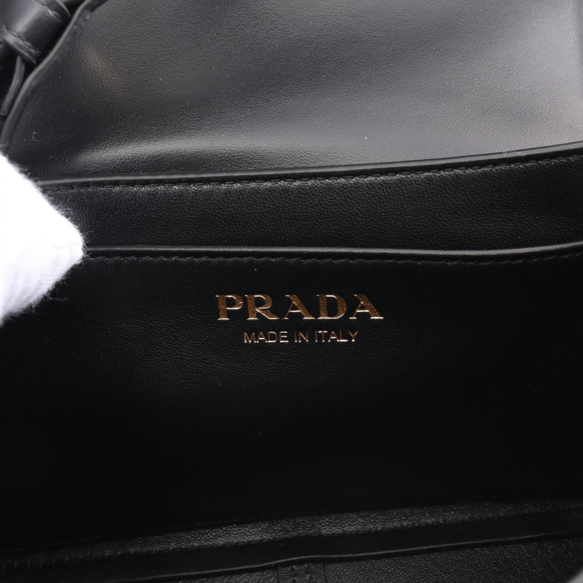 PRADA CITY CALF Shoulder Bag Leather Women's Black 1BD3582AIXF0002