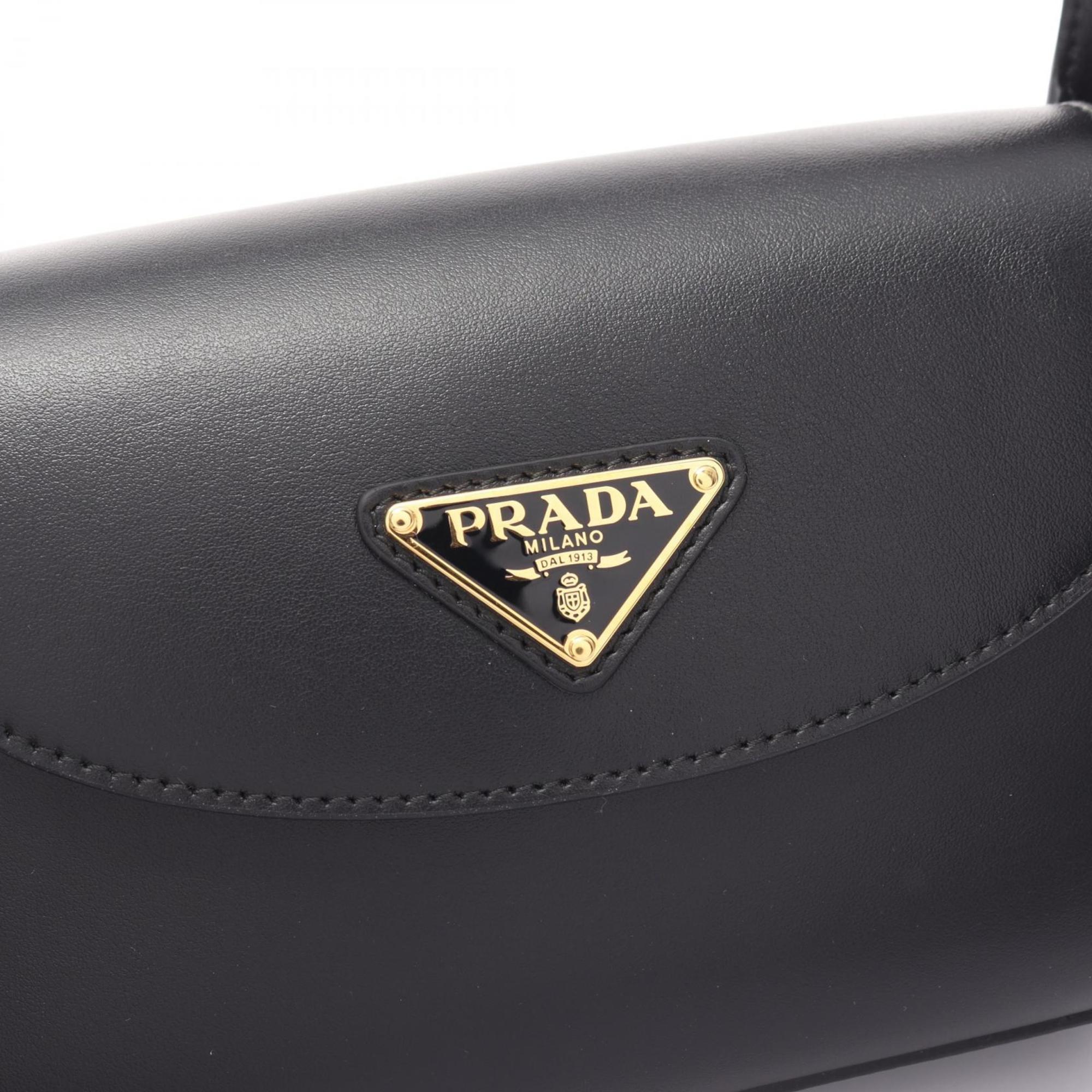 PRADA CITY CALF Shoulder Bag Leather Women's Black 1BD3582AIXF0002