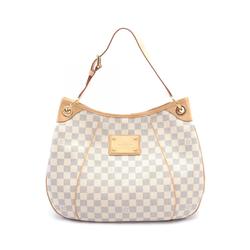 Louis Vuitton Galliera PM Shoulder Bag, Coated Canvas, Leather, Damier Azur, Women's, White, N55215