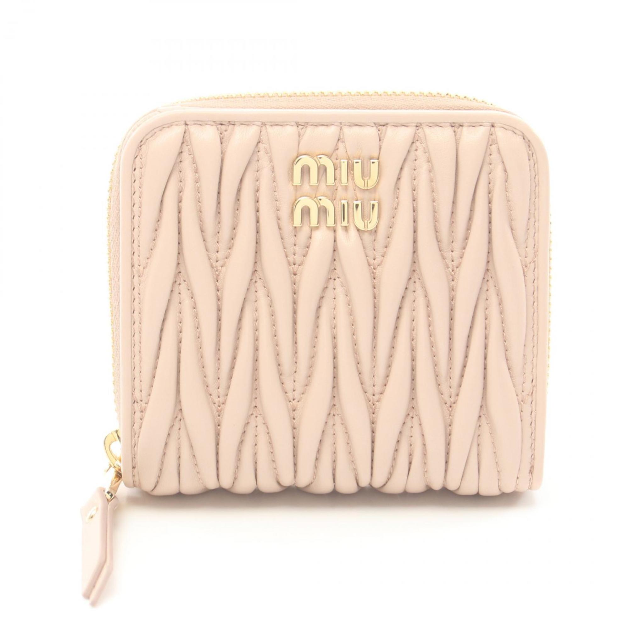 Miu Miu Miu MATELASSE'1 Matelasse Bi-fold Wallet Leather Women's Pink 5ML5222FPPF0236