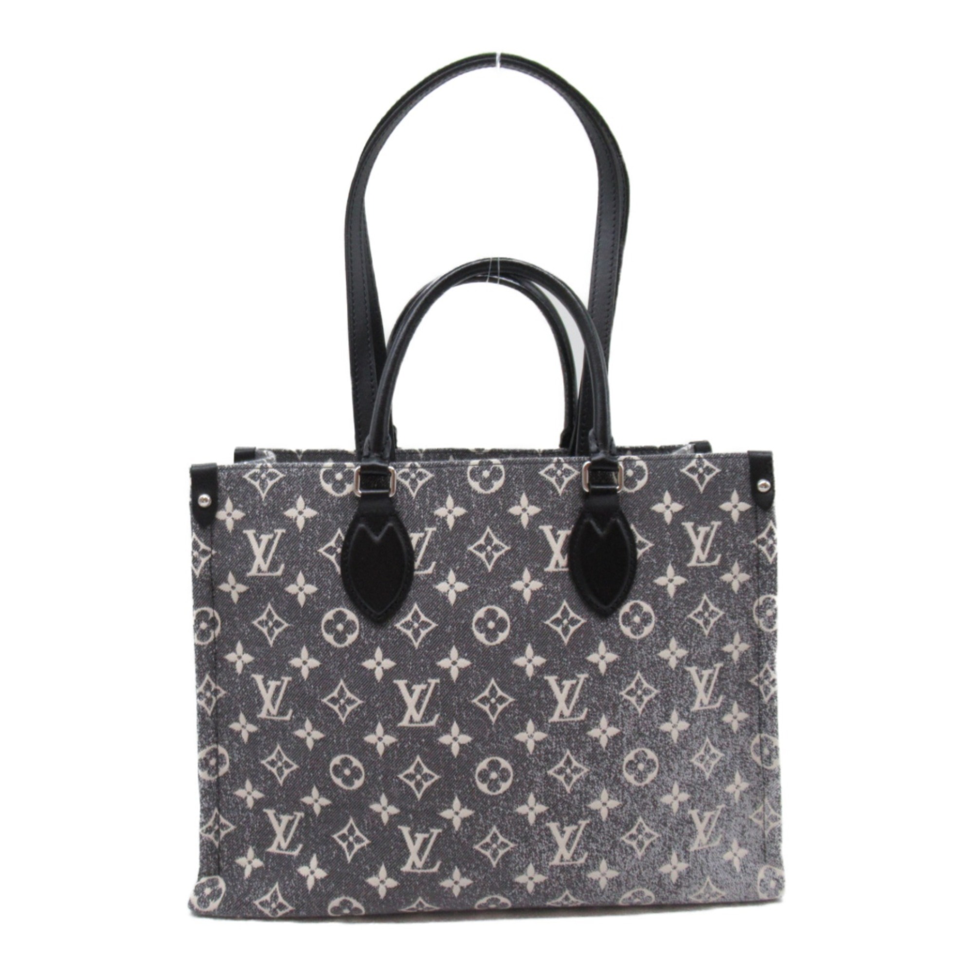 LOUIS VUITTON On the Go MM Tote Bag Denim Monogram Jacquard Women's Grey M46448