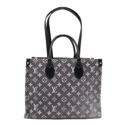 LOUIS VUITTON On the Go MM Tote Bag Denim Monogram Jacquard Women's Grey M46448