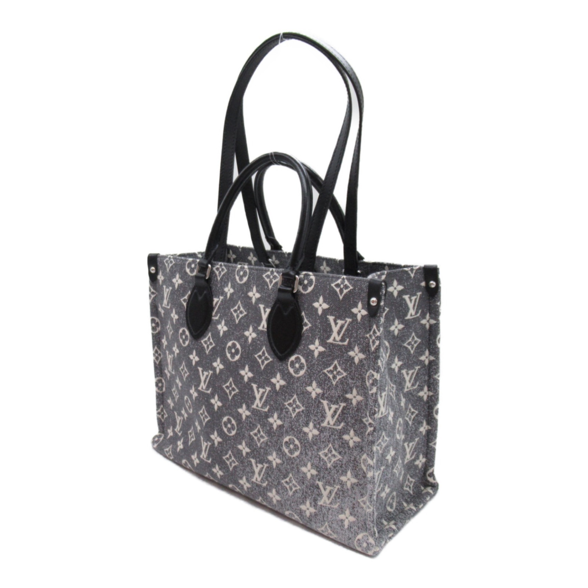 LOUIS VUITTON On the Go MM Tote Bag Denim Monogram Jacquard Women's Grey M46448