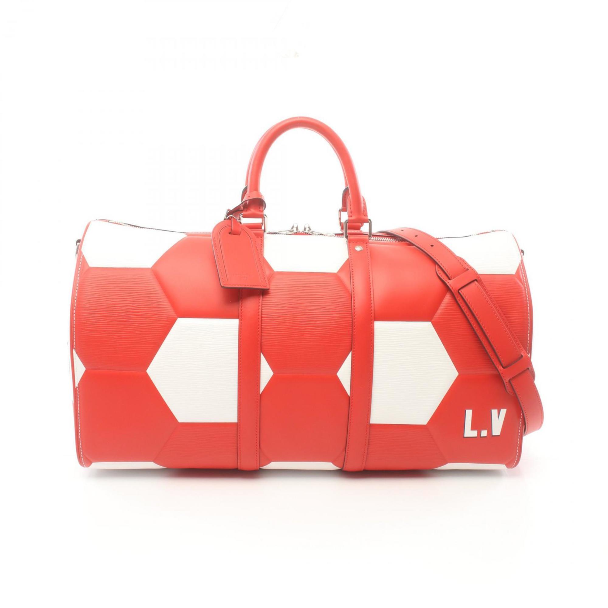 Louis Vuitton Keepall Bandouliere 50 Epi Boston Bag Leather Men's Women's Red White M52121