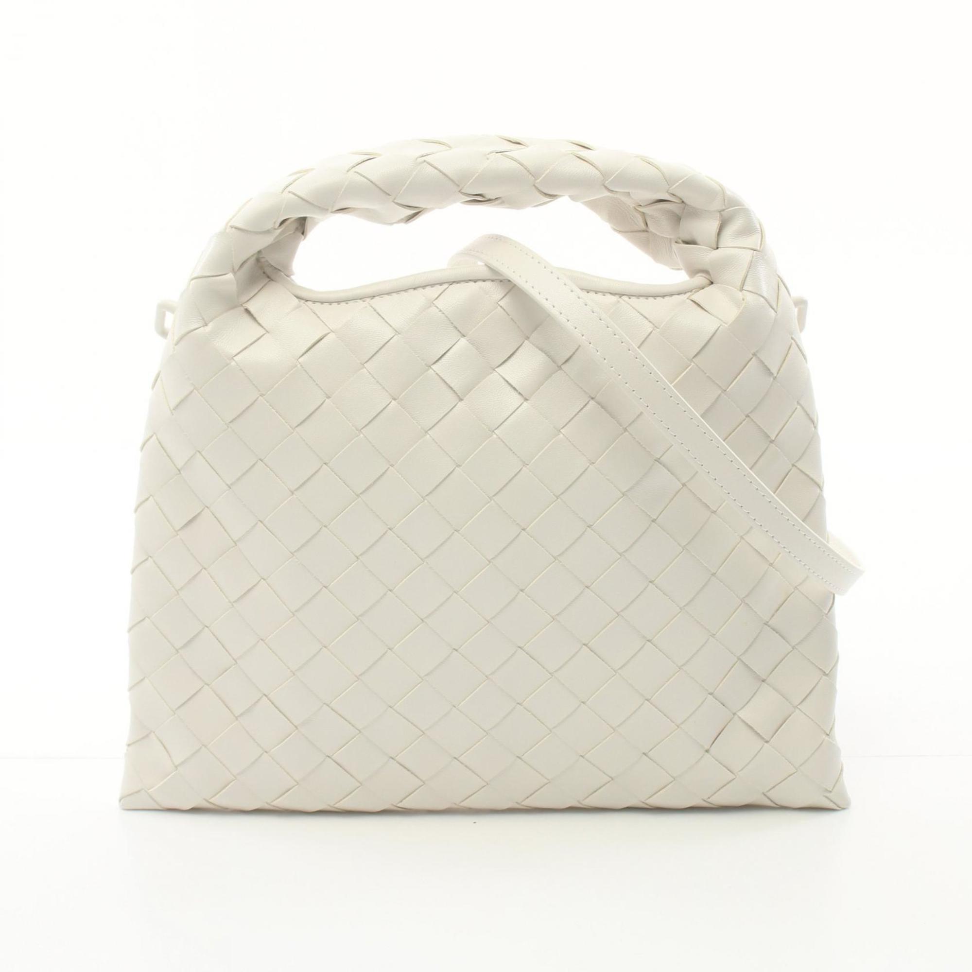 BOTTEGA VENETA MINI HOP Intrecciato Shoulder Bag, Leather, Women's, White, 777586V3IV19156