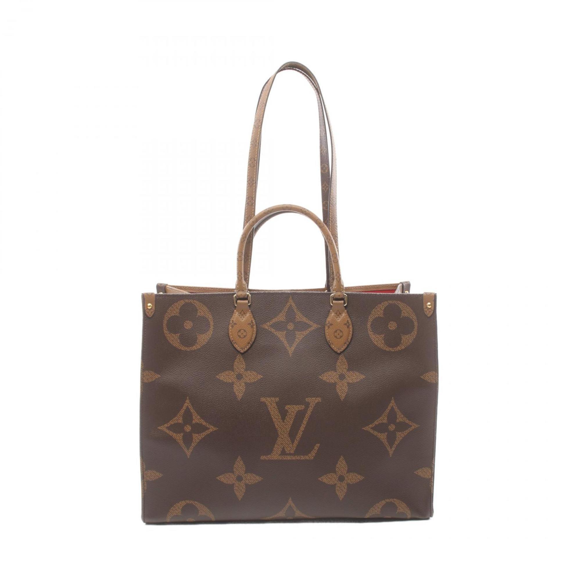 LOUIS VUITTON On the Go GM Monogram Giant Reverse Tote Bag, Coated Canvas, Reverse, Women's, Brown, Beige, M44576