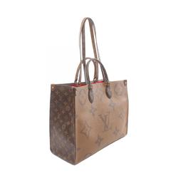 LOUIS VUITTON On the Go GM Monogram Giant Reverse Tote Bag, Coated Canvas, Reverse, Women's, Brown, Beige, M44576