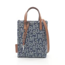 MARC JACOBS Signature Micro Tote Handbag Bag Denim Leather Women's Blue Brown 4F3HTT005H03