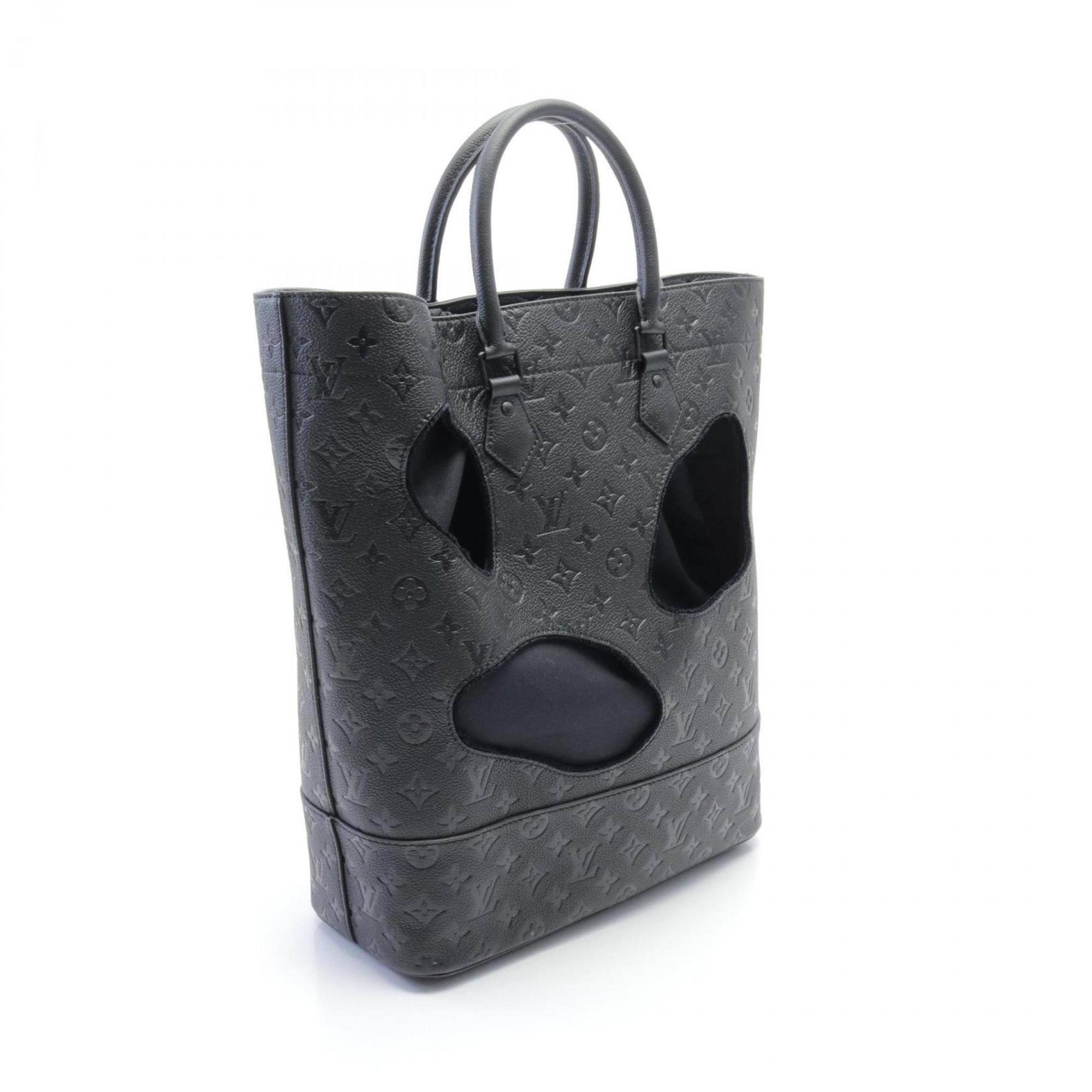 LOUIS VUITTON × COMME des GARCONS Rei Kawakubo with Holes MM Tote Bag Leather Monogram Empreinte Men's Black M58661