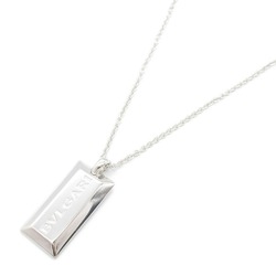 BVLGARI Ingot Necklace, K18WG (White Gold), Men's, Women's, Silver