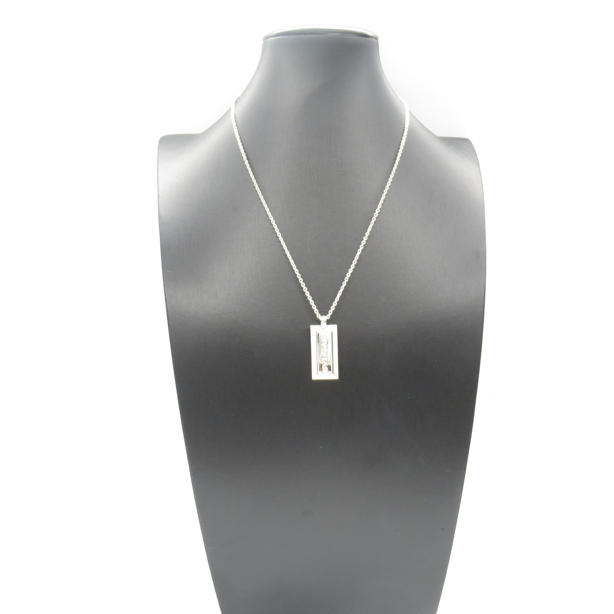 BVLGARI Ingot Necklace, K18WG (White Gold), Men's, Women's, Silver