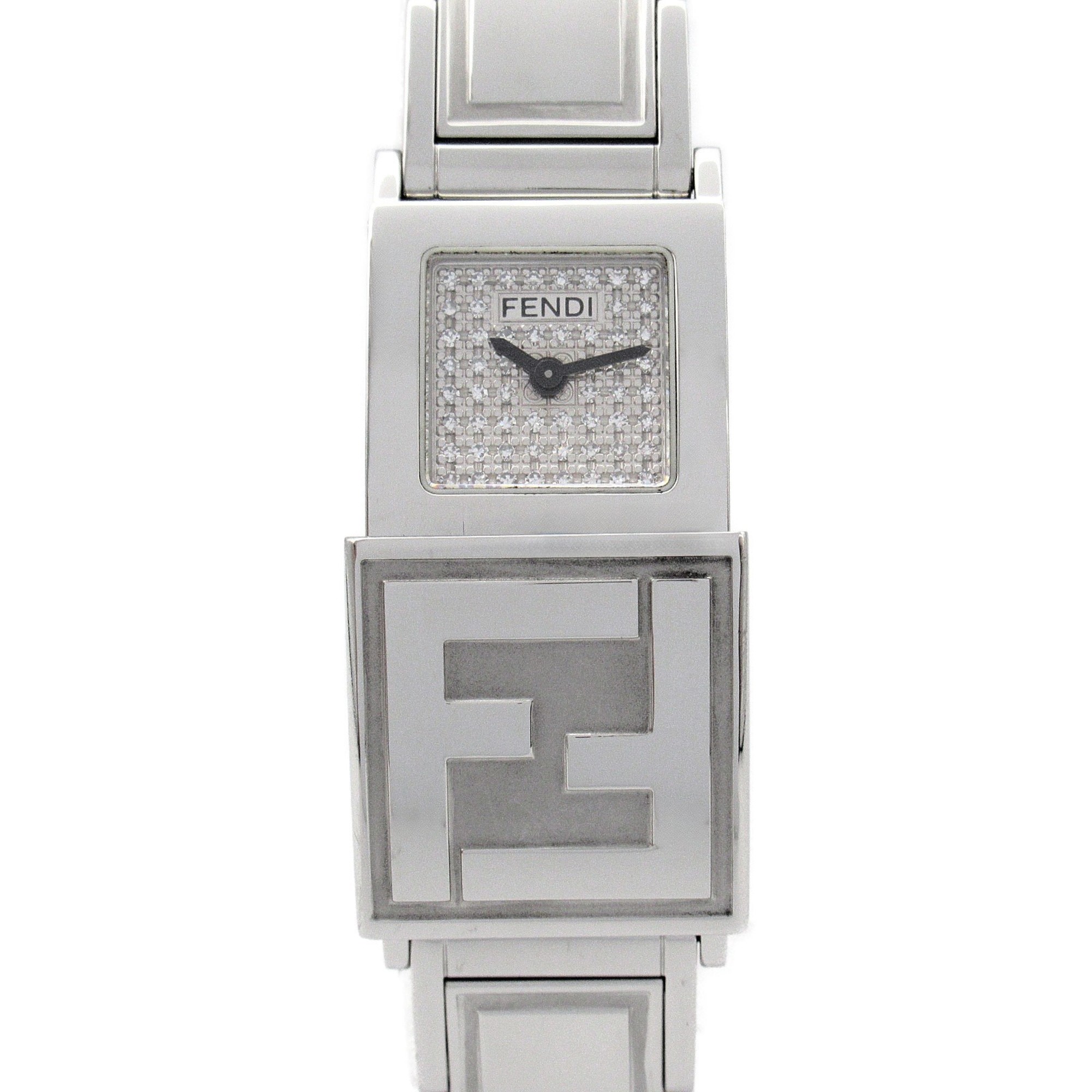 FENDI Secret 2 Time Zone Watch Stainless Steel Ladies Black Diamond 5500L