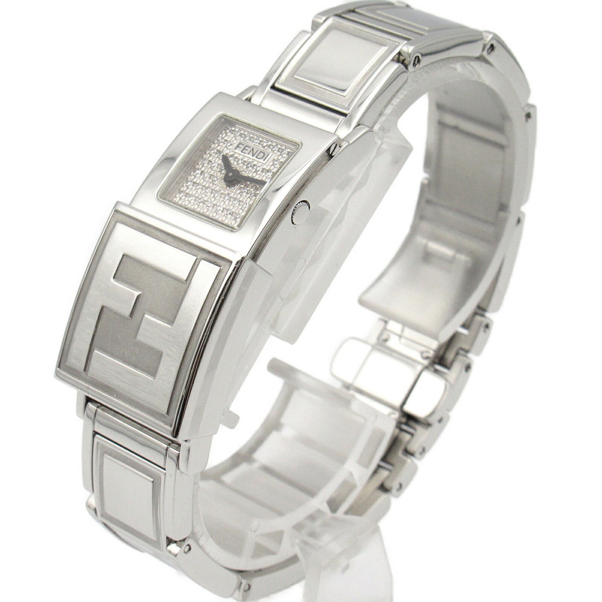 FENDI Secret 2 Time Zone Watch Stainless Steel Ladies Black Diamond 5500L