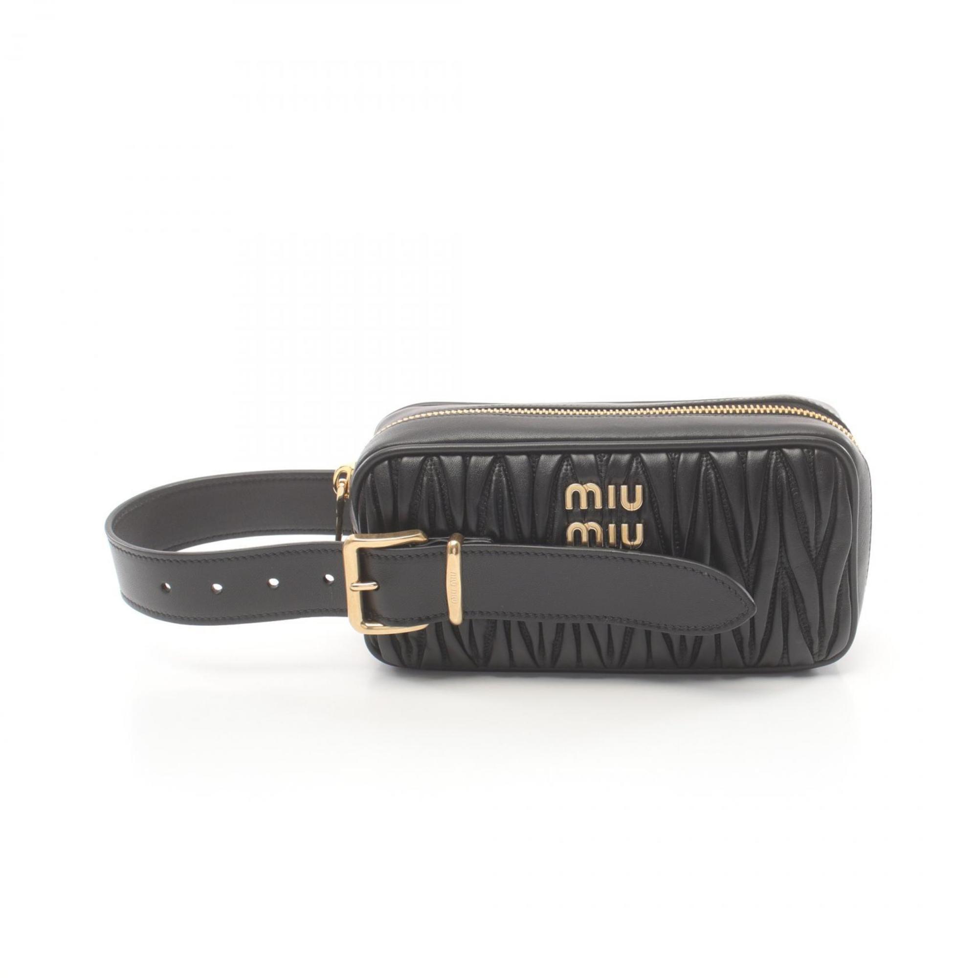 Miu Miu Miu MATELASSE Second Bag Clutch Leather Women's Black 5BF122