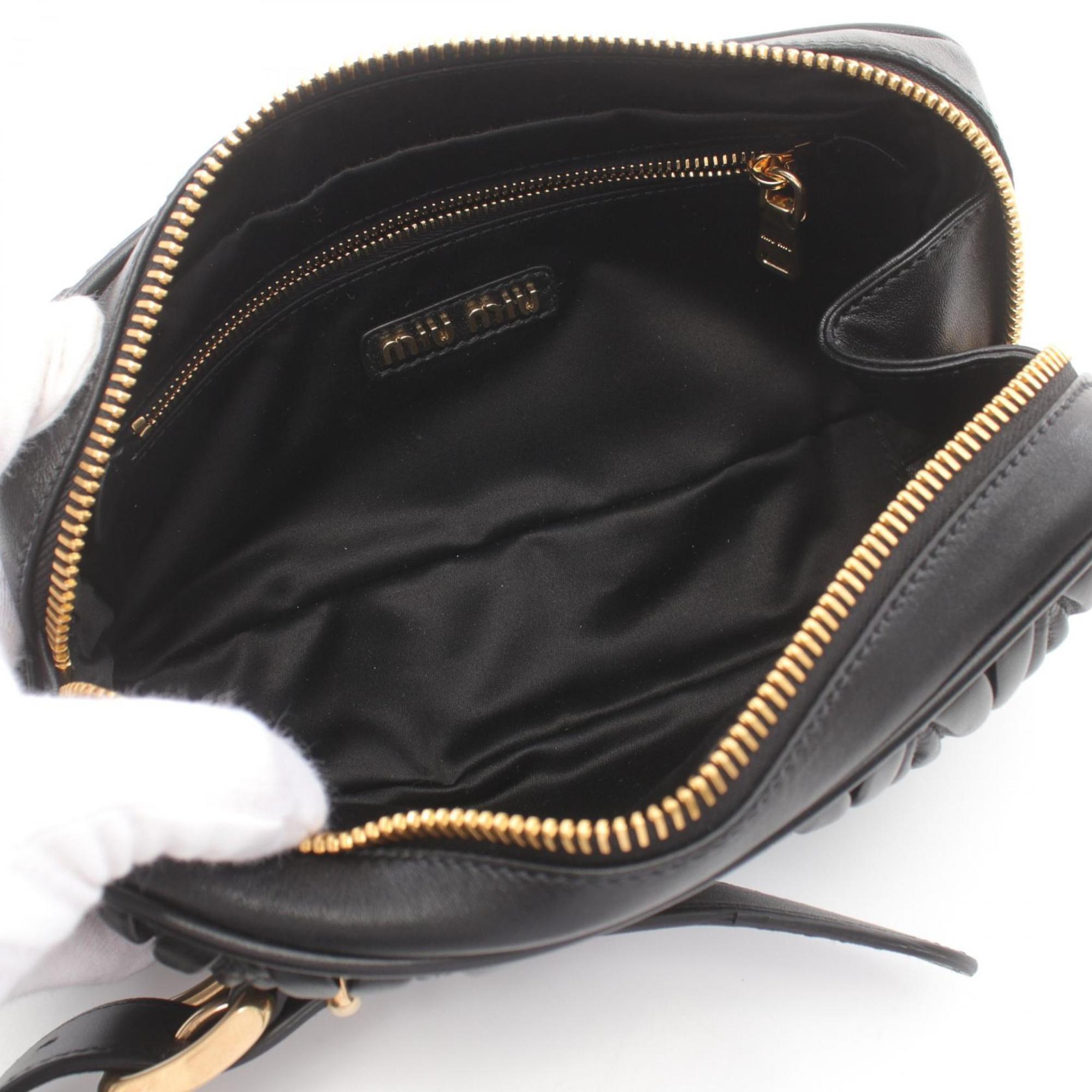 Miu Miu Miu MATELASSE Second Bag Clutch Leather Women's Black 5BF122