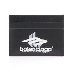 BALENCIAGA Layered Sports Business Card Holder/Card Case Leather Men's Black White 5943092AAPK1090