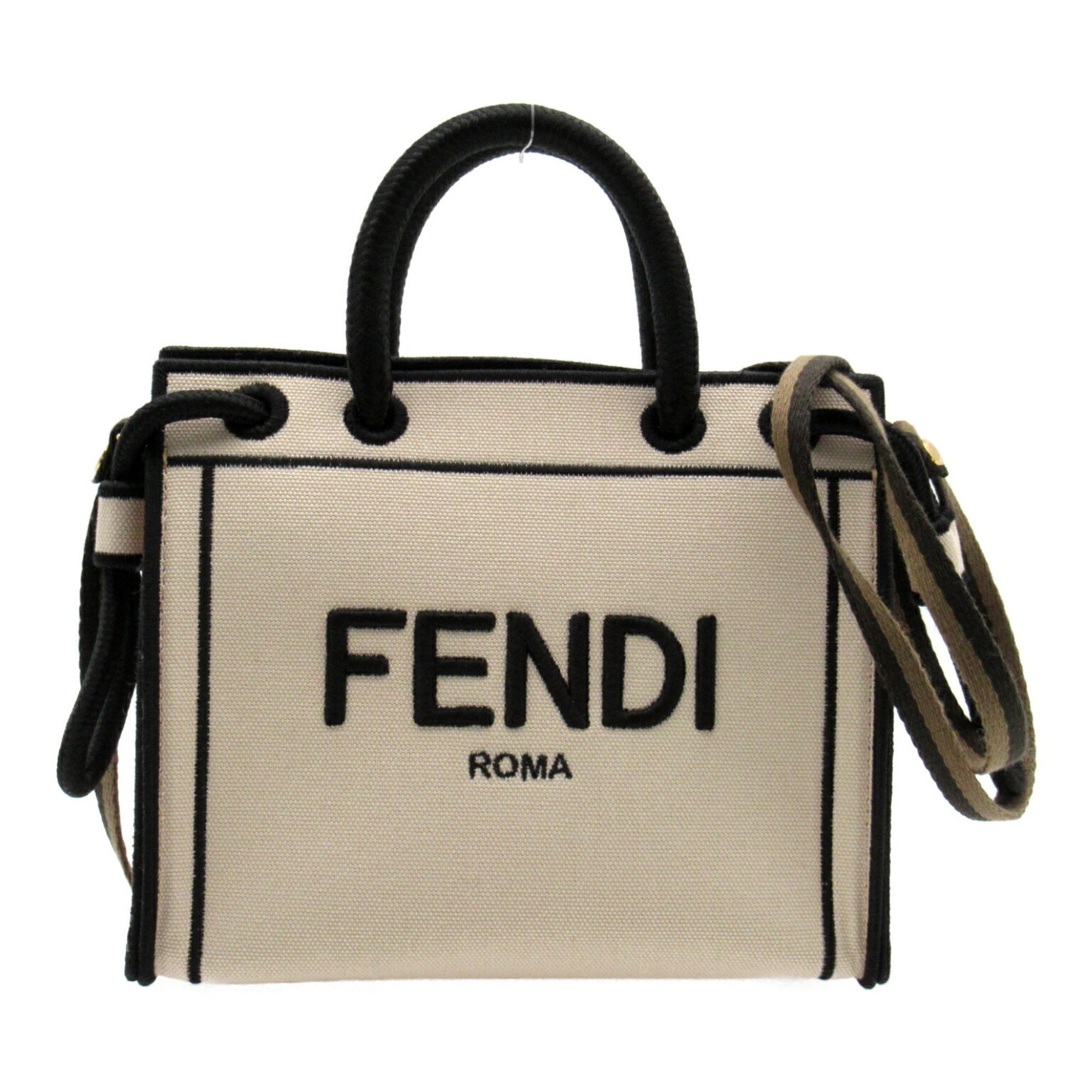 FENDI 2way shoulder bag Bag Canvas Women's Beige Black 8BH380