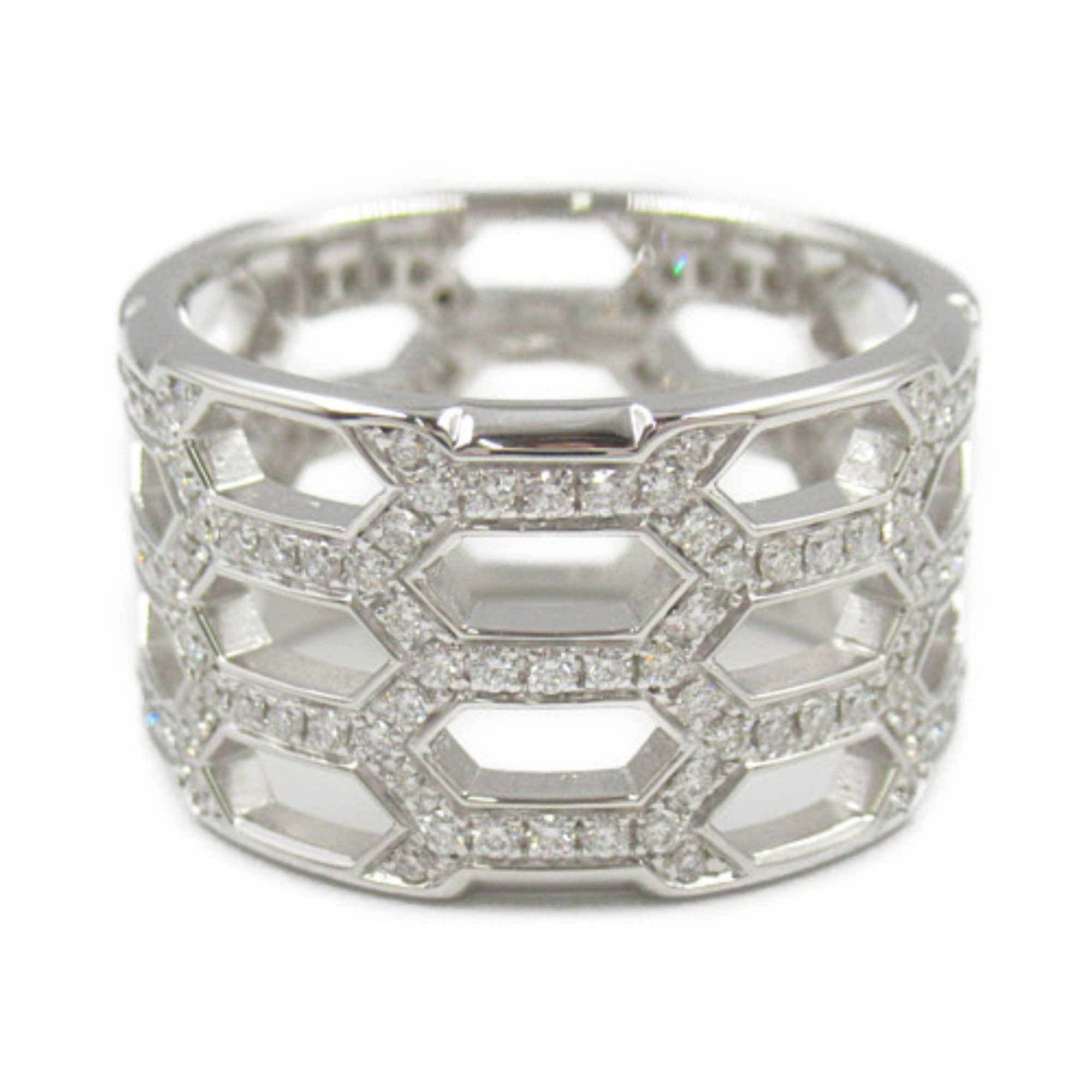 BVLGARI Serpenti Ring, K18WG (White Gold), Diamond, Women's, Clear