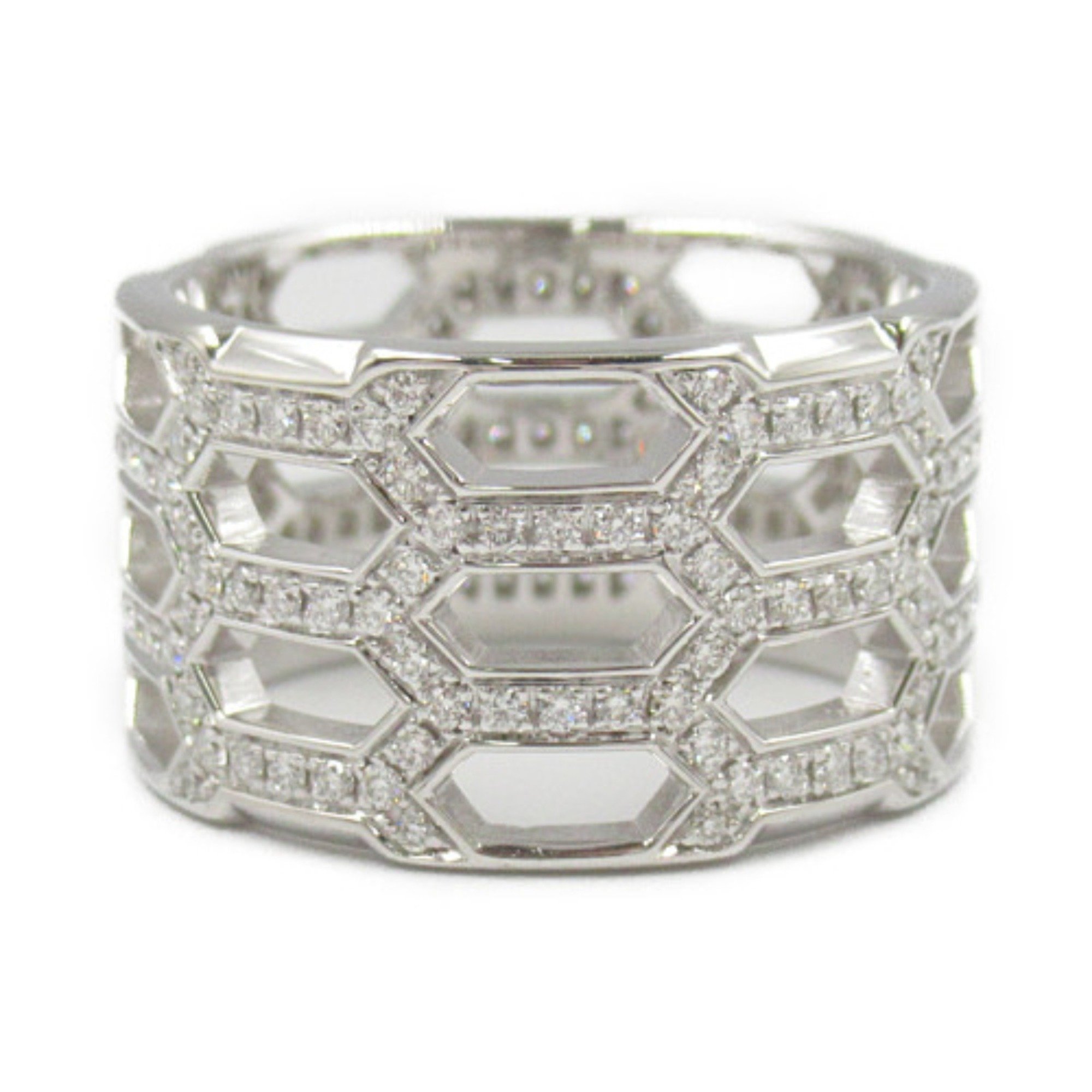 BVLGARI Serpenti Ring, K18WG (White Gold), Diamond, Women's, Clear