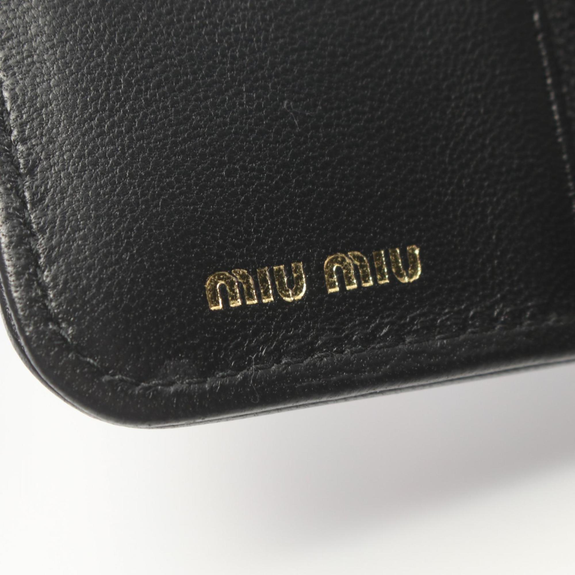 Miu Miu Miu MATELASSE'1 Matelasse Bi-fold Wallet Leather Women's Black 5ML5222FPPF0002