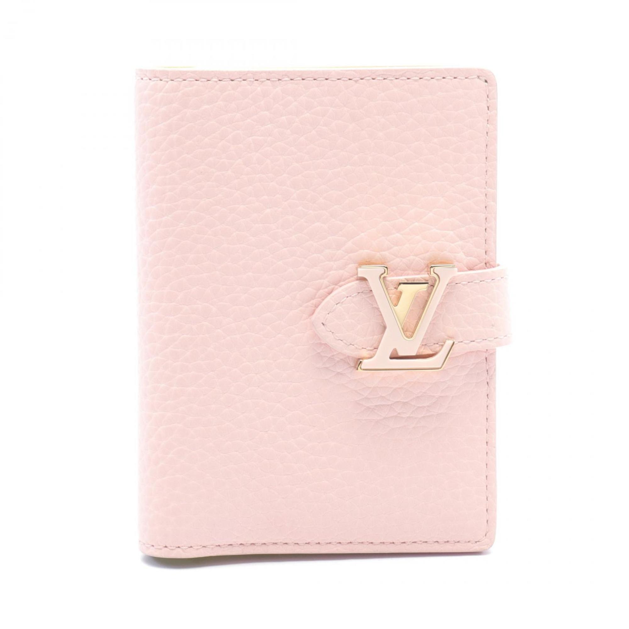 Louis Vuitton LOUIS VUITTON LV Vertical Compact Wallet Bi-fold Taurillon Leather Women's Pink M82144