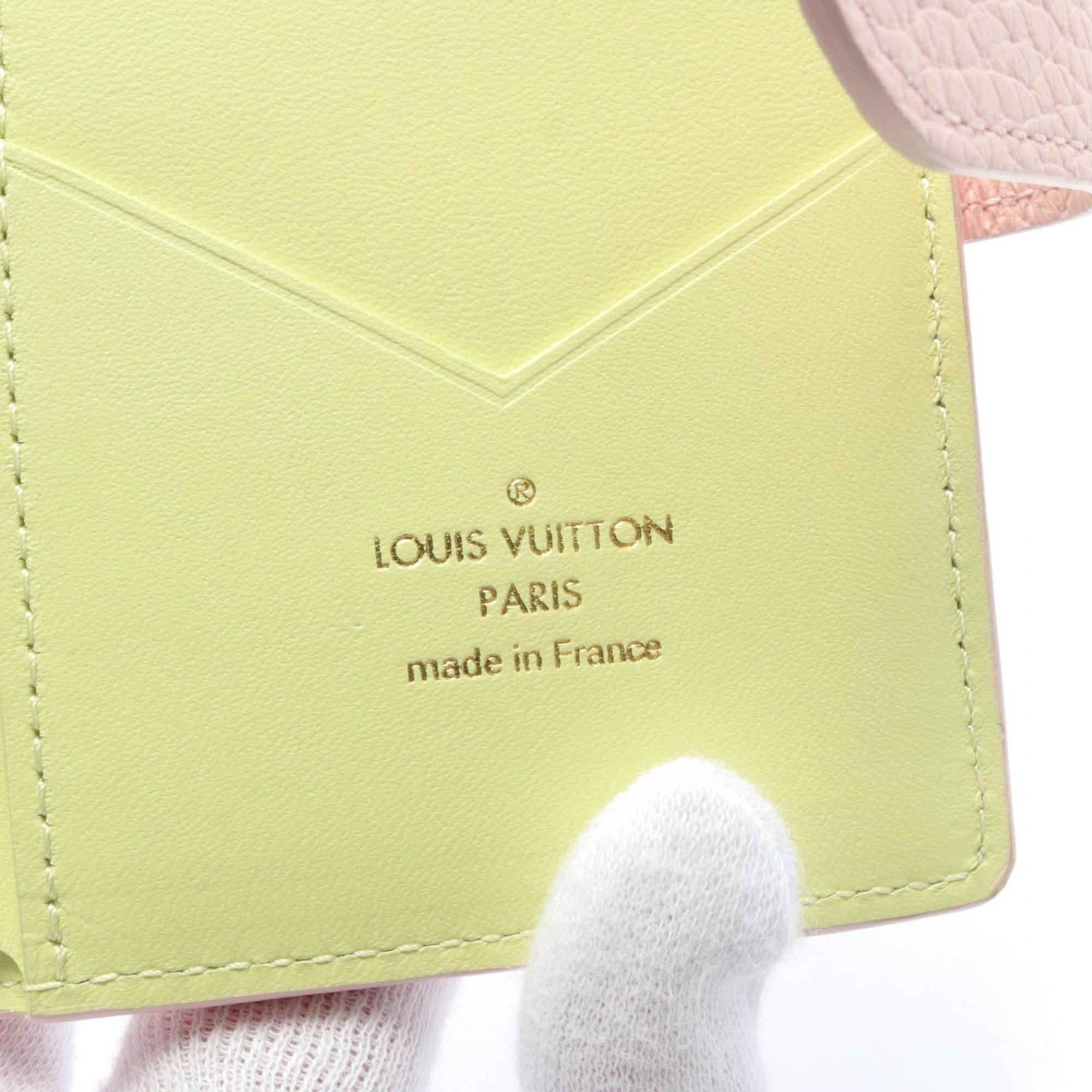 Louis Vuitton LOUIS VUITTON LV Vertical Compact Wallet Bi-fold Taurillon Leather Women's Pink M82144