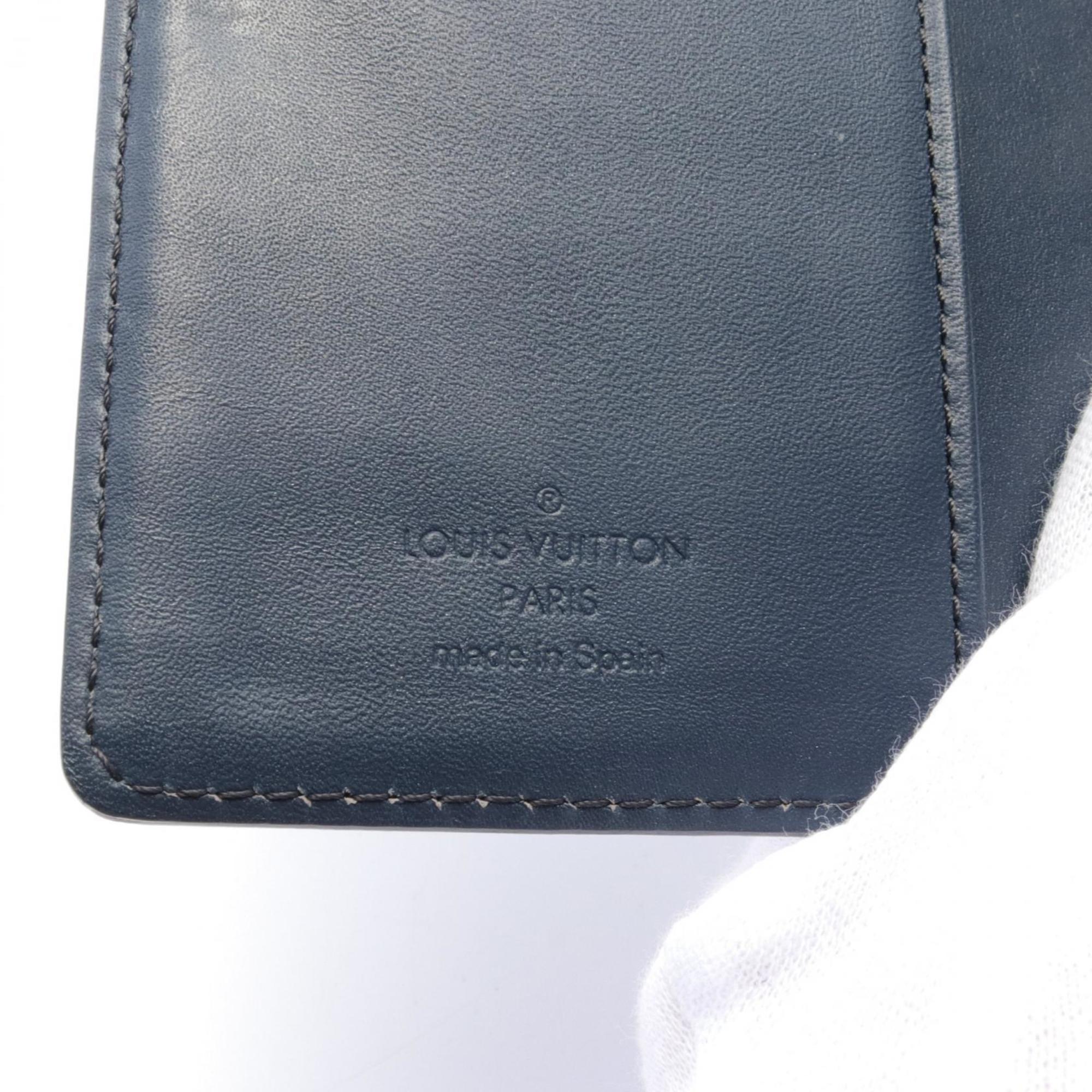 Louis Vuitton Agenda PM Notebook Cover Leather Monogram Matte Women's Navy R20935