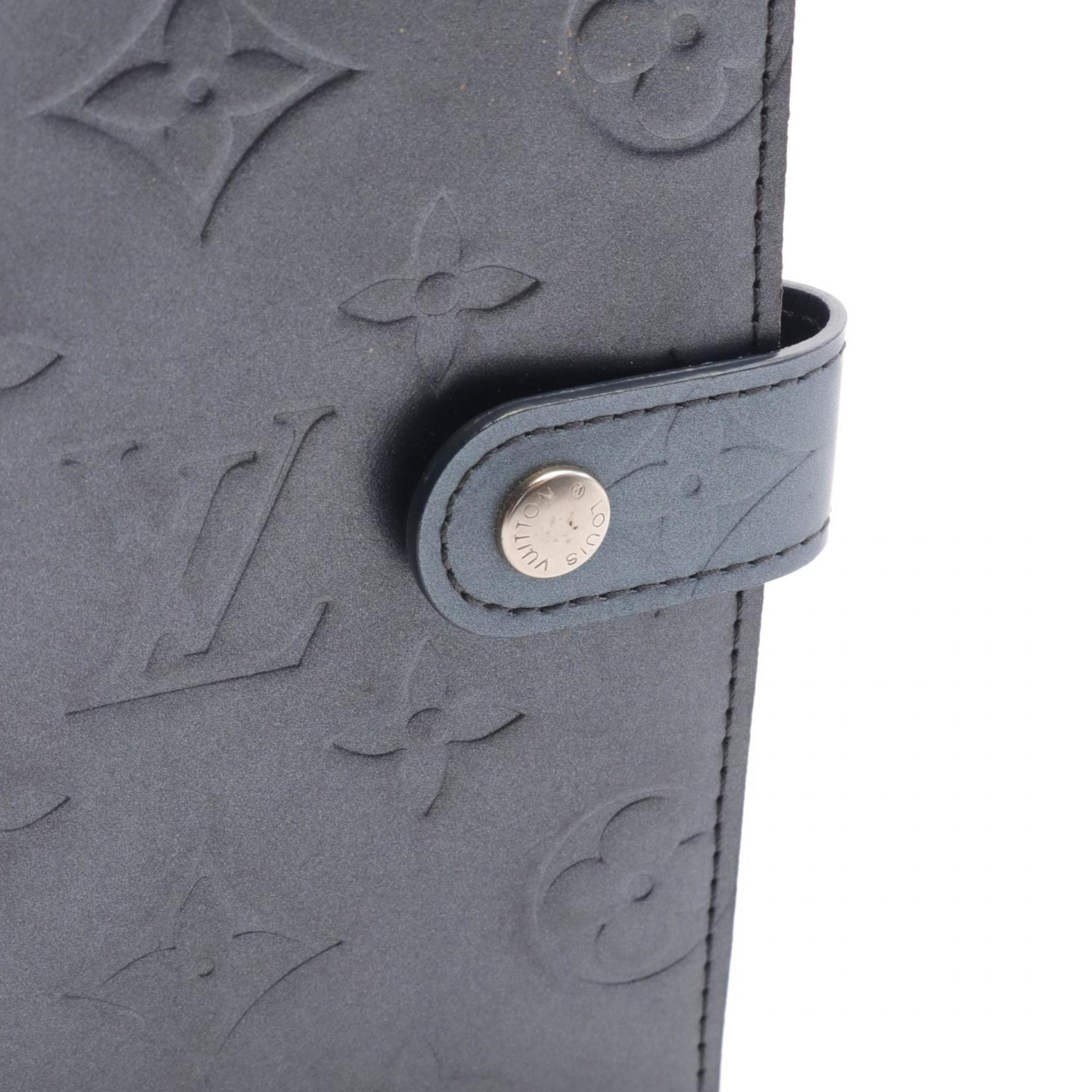 Louis Vuitton Agenda PM Notebook Cover Leather Monogram Matte Women's Navy R20935