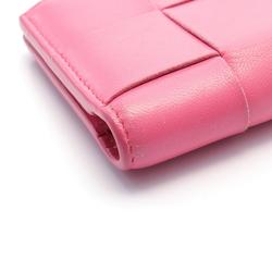 BOTTEGA VENETA Small Cassette Maxi Intrecciato Bi-fold Wallet Leather Women's Pink 742698