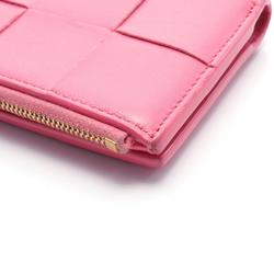 BOTTEGA VENETA Small Cassette Maxi Intrecciato Bi-fold Wallet Leather Women's Pink 742698