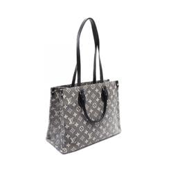 LOUIS VUITTON On the Go MM Tote Bag, Denim, Leather, Monogram Women's, Black, White, M46448