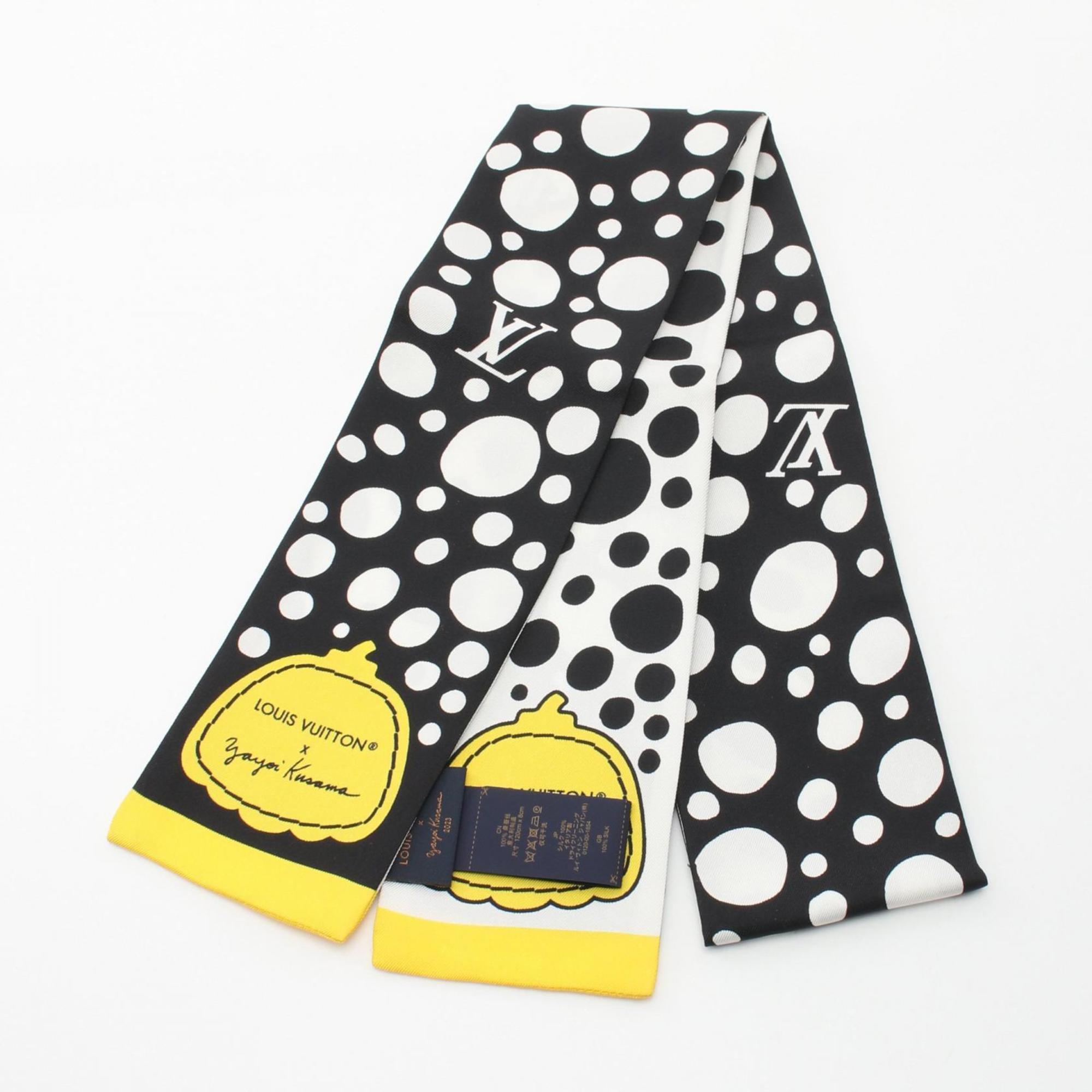 LOUIS VUITTON x Yayoi Kusama LV YK Bandeau Infinity Dot Scarf Silk Women's Black White Yellow M78291