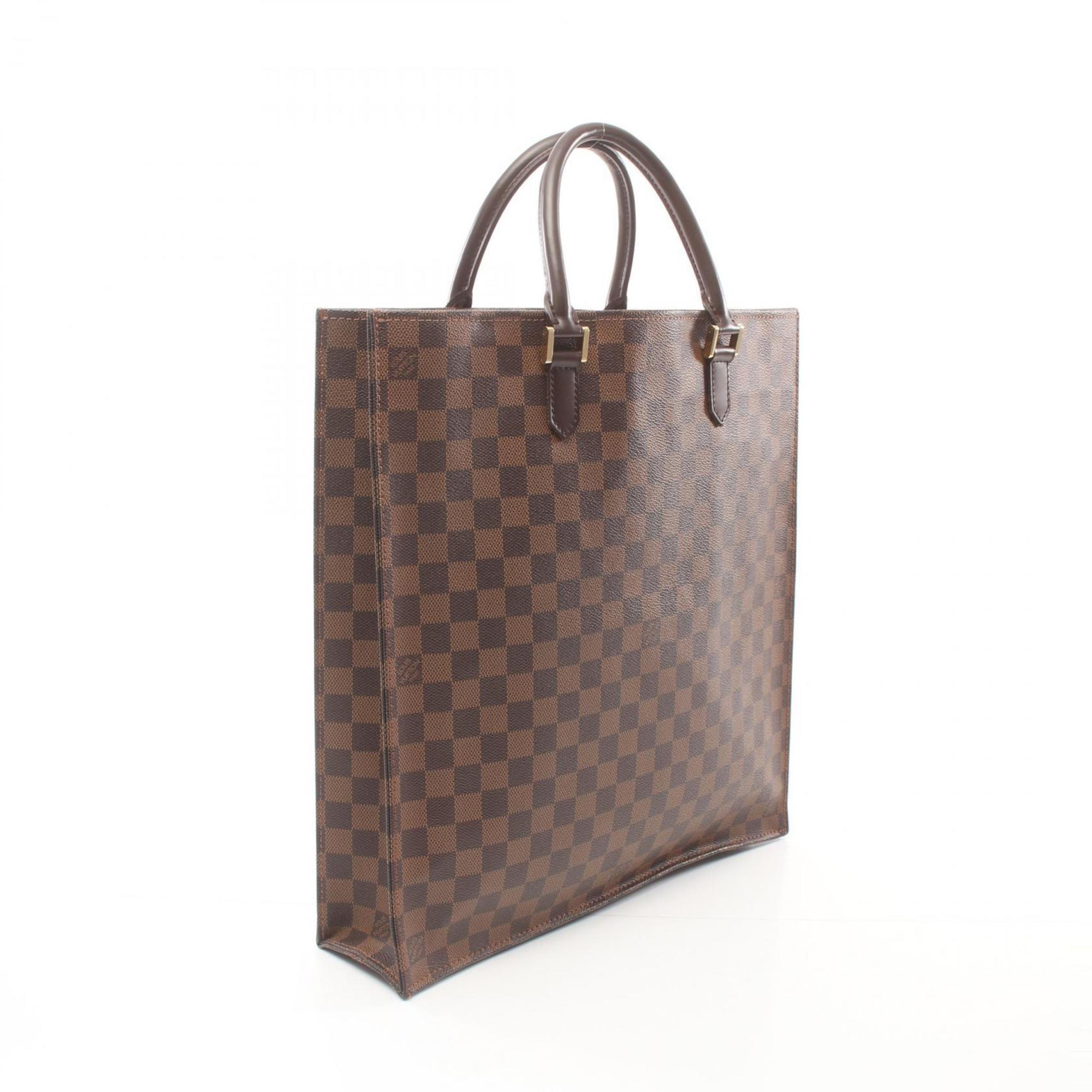 Louis Vuitton LOUIS VUITTON Sac Plat Damier Ebene Tote Bag Coated Canvas Leather Women's Brown N51140