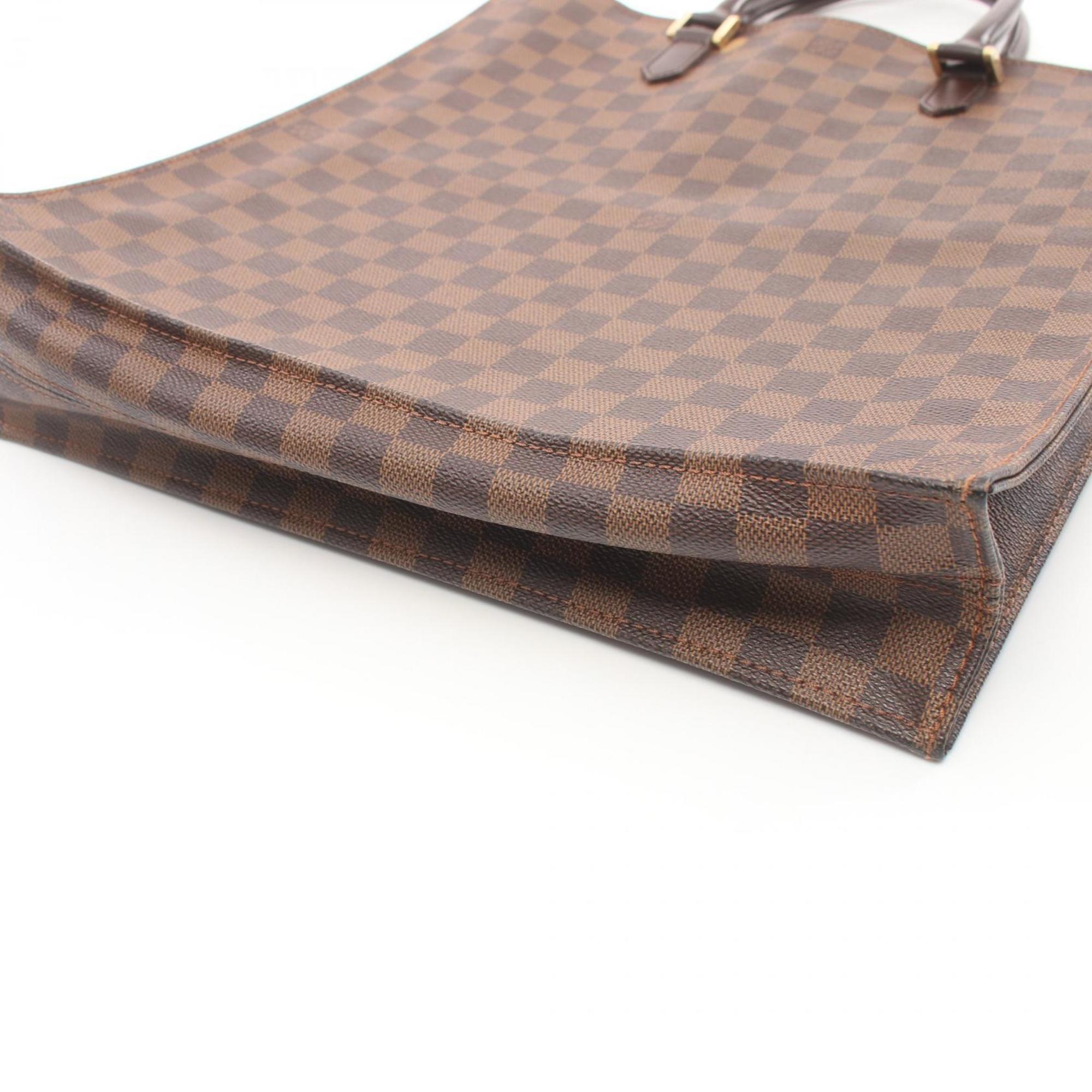 Louis Vuitton LOUIS VUITTON Sac Plat Damier Ebene Tote Bag Coated Canvas Leather Women's Brown N51140