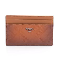 FENDI FF Business Card Holder/Card Case Coated Canvas Leather Men's Brown 7M0347ARANF0NMU