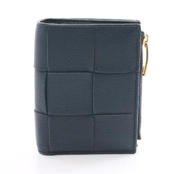 BOTTEGA VENETA Maxi Intrecciato Bi-fold Wallet Leather Women's Navy