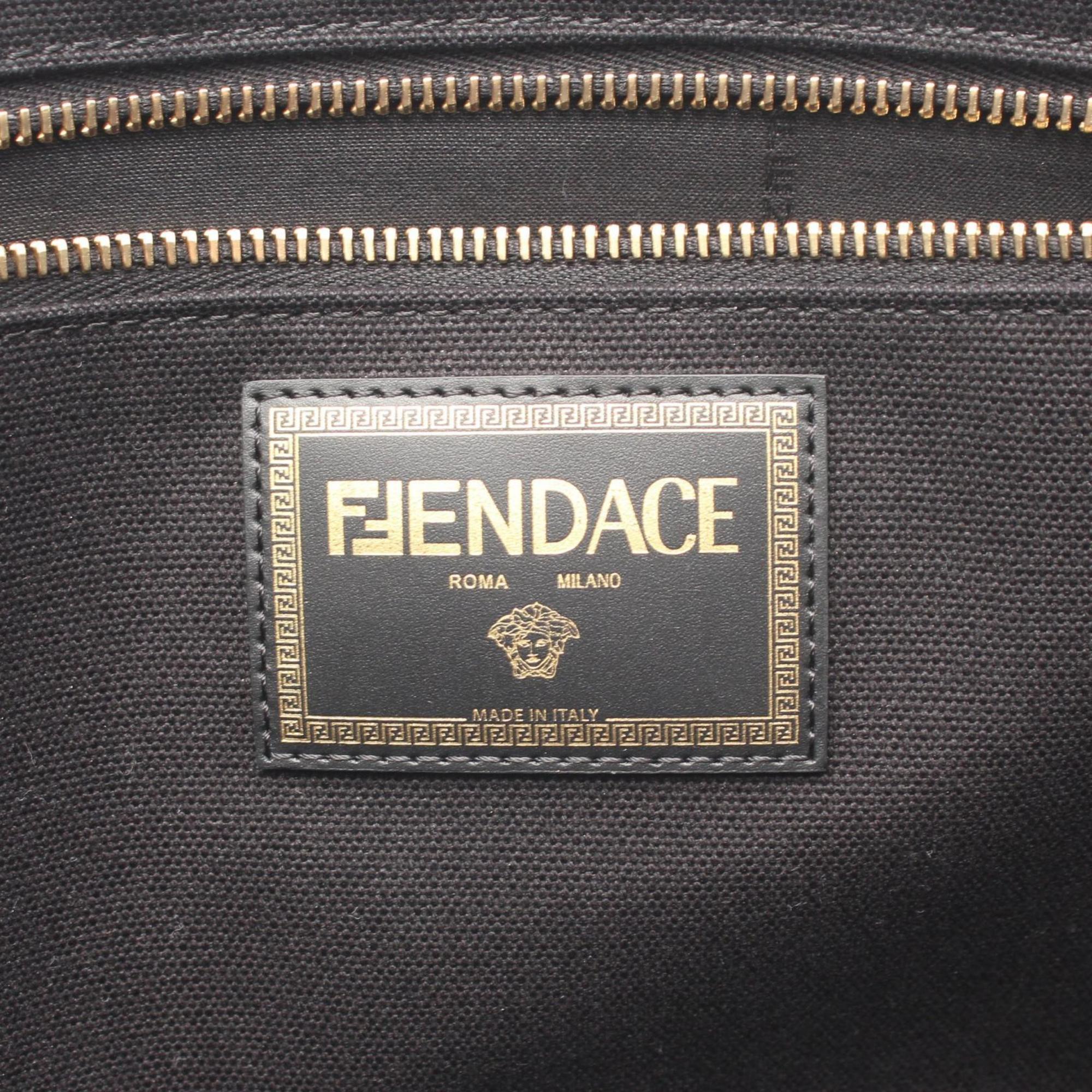 FENDI x VERSACE FENDACE Fenderche Tote Bag Canvas Women's Black 7VA558