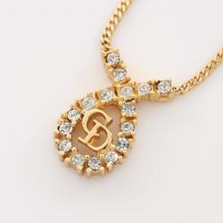 Christian Dior Dior CD Necklace GP (Gold Plated) Rhinestones Women's Gold Clear