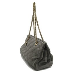 CHANEL Chain Shoulder Bag Leather Women's Grey