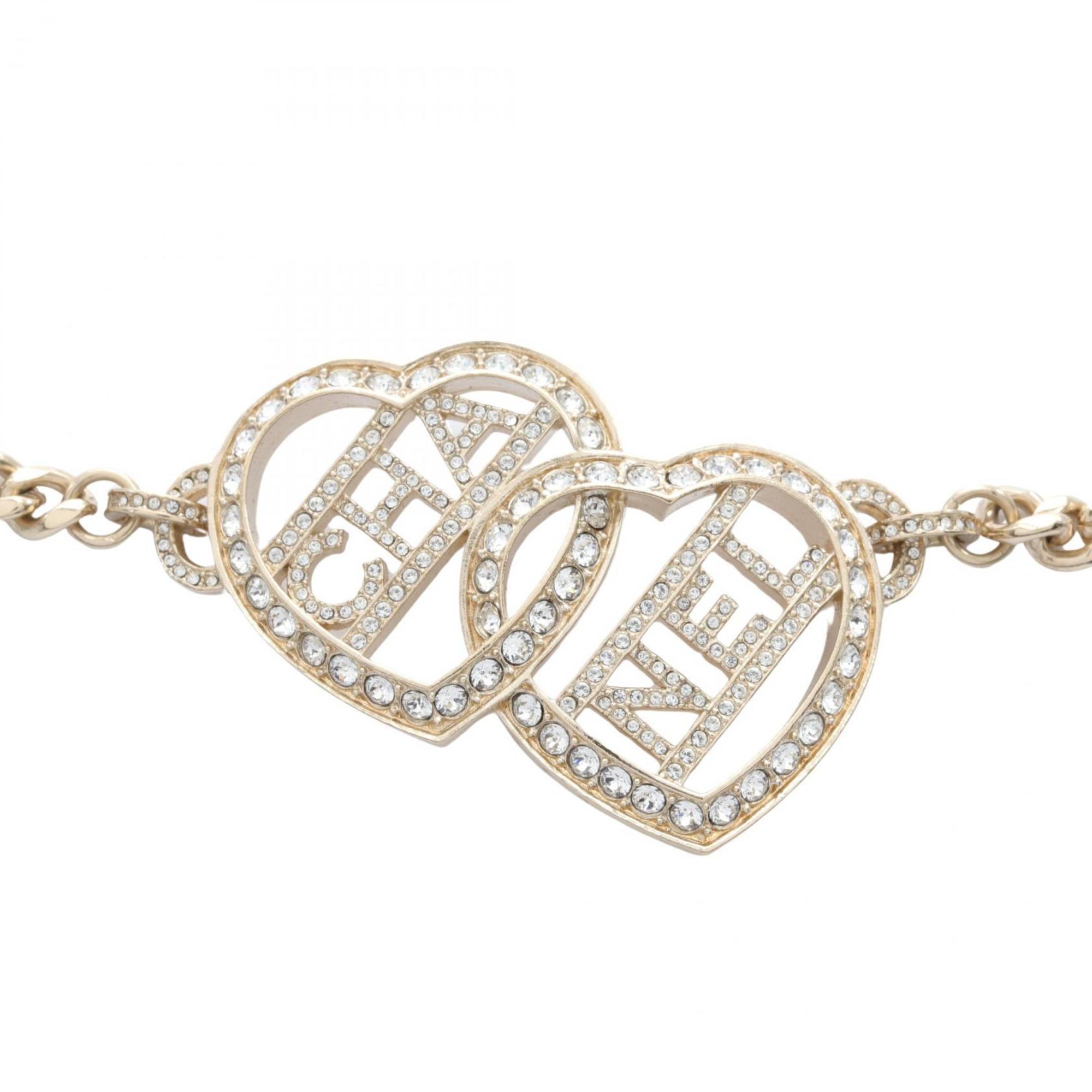 CHANEL Choker GP (Gold Plated) Rhinestone Women's Gold