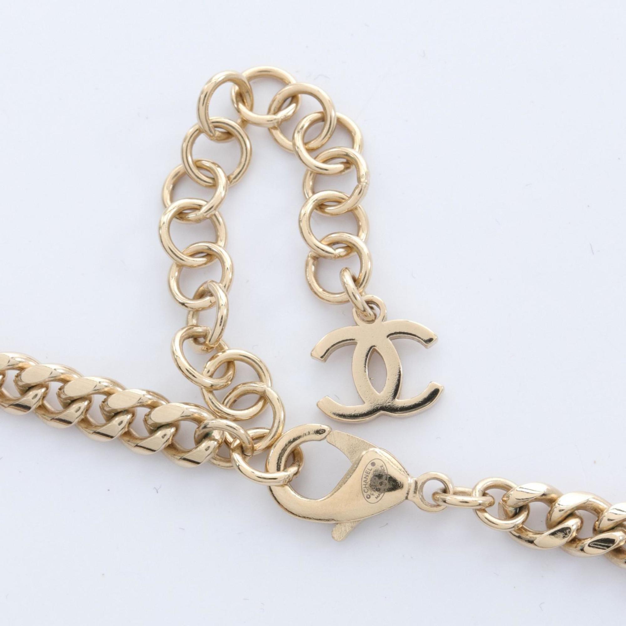 CHANEL Choker GP (Gold Plated) Rhinestone Women's Gold