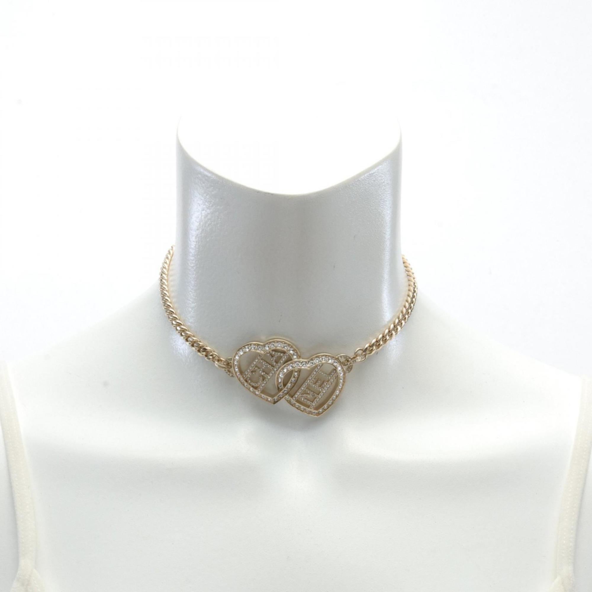 CHANEL Choker GP (Gold Plated) Rhinestone Women's Gold