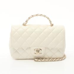 CHANEL Matelasse Shoulder Bag, Lambskin, Women's, White